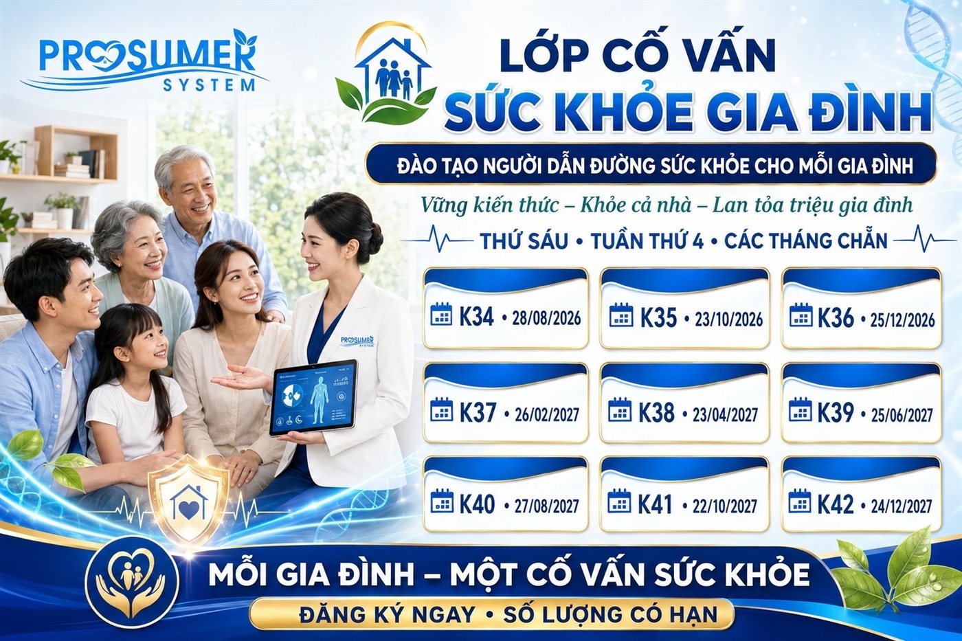 Lịch đào tạo Lớp Cố Vấn Sức Khỏe Gia Đình