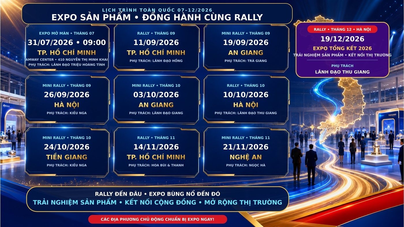 Lịch trình Expo Sản Phẩm và Rally toàn quốc