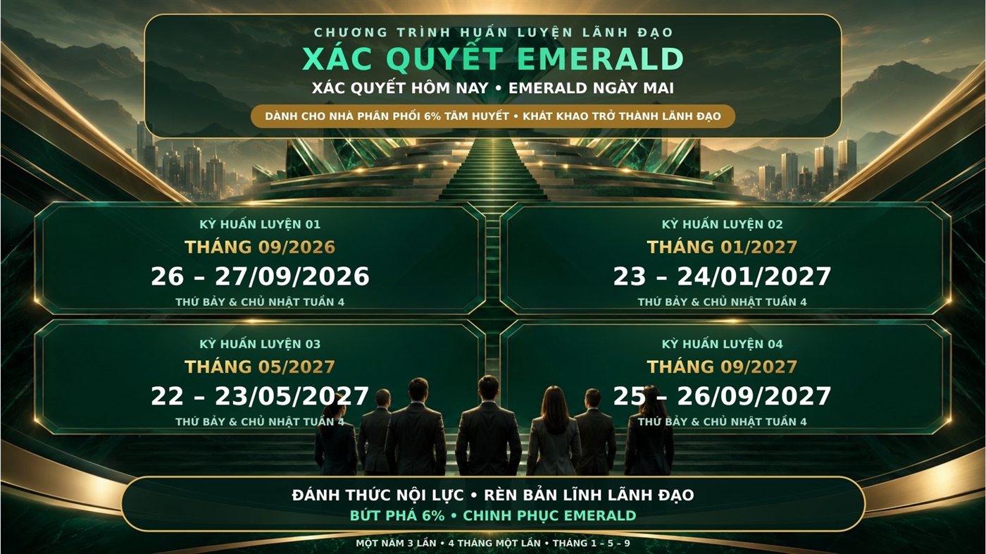 Lịch chương trình huấn luyện lãnh đạo Xác Quyết Emerald